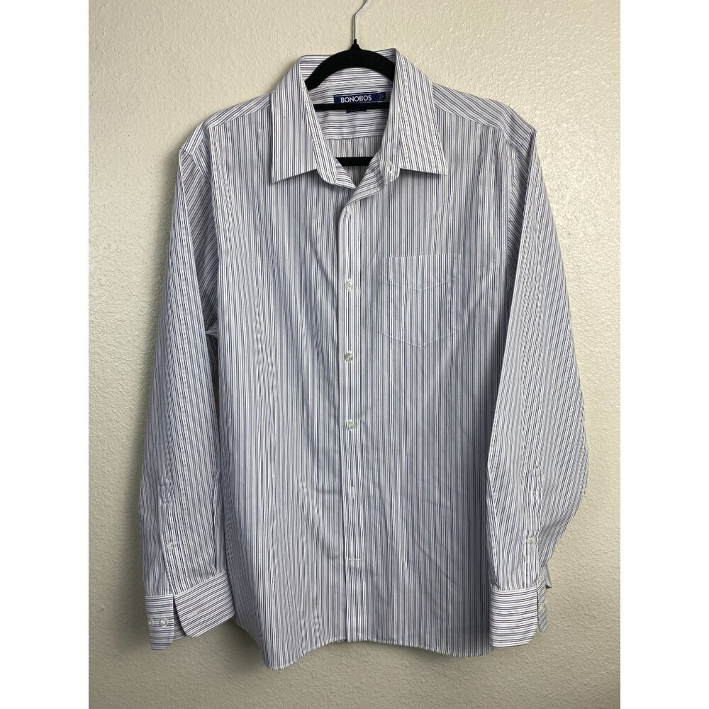 Bonobos Standard Fit Striped Long Sleeve‎ Button up Shirt Men Large Rockabilly
